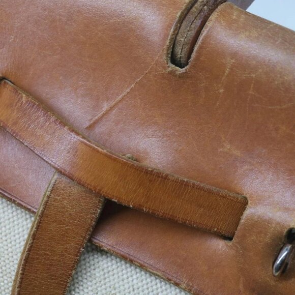 HERMES Her Bag Ad Backpack Coated Canvas Beige Brown - Picture 8 of 15
